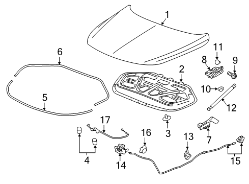 2018 Buick LaCrosse Latch Assembly, Hood Prim & Secd Diagram for 84711417