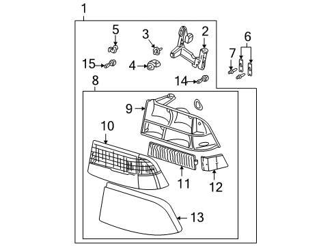 1998 GMC Sonoma Capsule/Headlamp/Fog Lamp Headlamp Diagram for 16524595