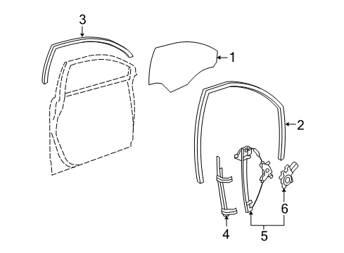 2009 Saturn Vue Front Door - Glass & Hardware Diagram 1 - Thumbnail