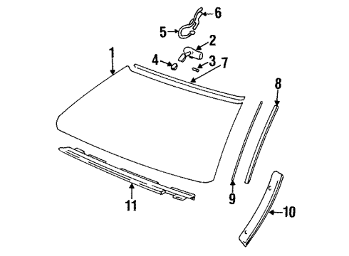 1999 Chevy Monte Carlo Windshield Glass, Reveal Moldings Diagram