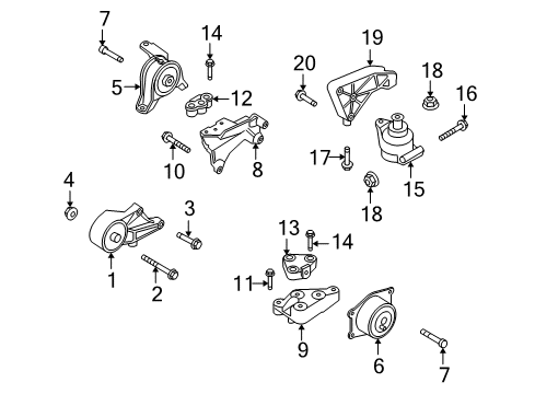 2008 Saturn Astra Engine & Trans Mounting Diagram