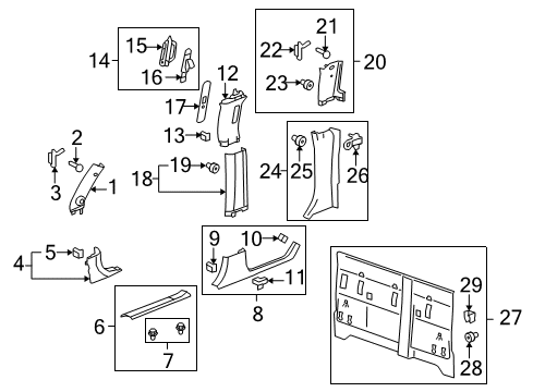 2009 Hummer H3T Handle,Center Pillar Asst Diagram for 15782280