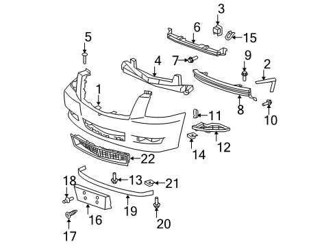 2012 Cadillac Escalade Grille Assembly, Radiator Lower *Magna Steel Mount Diagram for 22755382