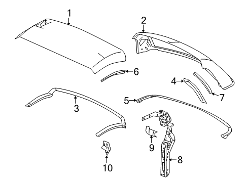 2004 Chevy SSR Weatherstrip,Folding Top Rear LH Diagram for 19121173