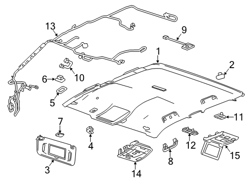 2019 Chevy Silverado 2500 HD Panel Assembly, Headlining Trim *Shale Diagram for 84121431