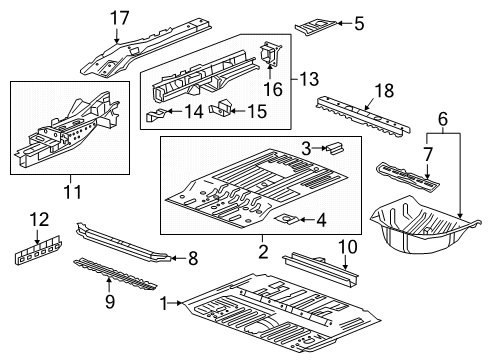 2021 GMC Acadia Rear Floor & Rails Diagram