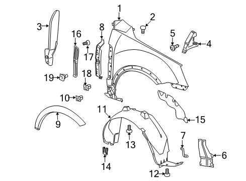 2008 Saturn Vue Fender & Components, Exterior Trim, Trim Diagram 2 - Thumbnail