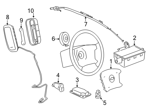 2015 Chevy Impala Limited Coil Kit,Inflator Restraint Steering Wheel Module Diagram for 19258035