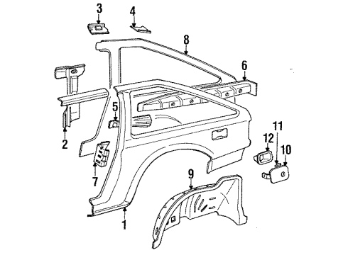 1986 Chevy Spectrum Quarter Panel & Components Diagram 1 - Thumbnail