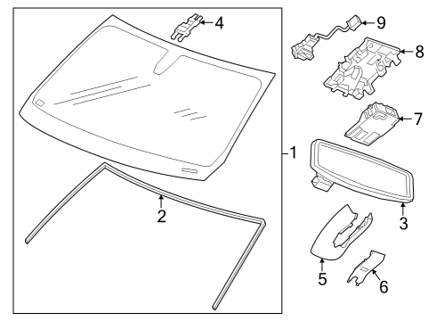 2022 Chevy Silverado 1500 Glass - Windshield Diagram 2 - Thumbnail