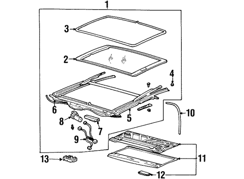 1999 Pontiac Grand Prix Sunshade Kit,Sun Roof (Gray) Diagram for 12530153