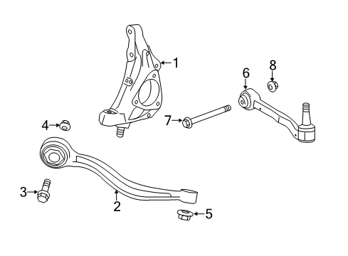 2015 Cadillac CTS Front Suspension Components, Lower Control Arm, Upper Control Arm, Ride Control, Stabilizer Bar Diagram