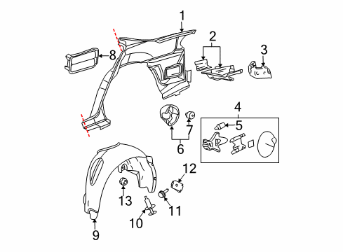 2005 Pontiac Grand Prix Extension Asm,Quarter Outer Panel Upper Rear (LH) Diagram for 89022707