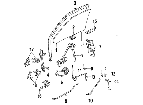 1985 Buick LeSabre Regulator,Front Side Door Window Diagram for 20303590