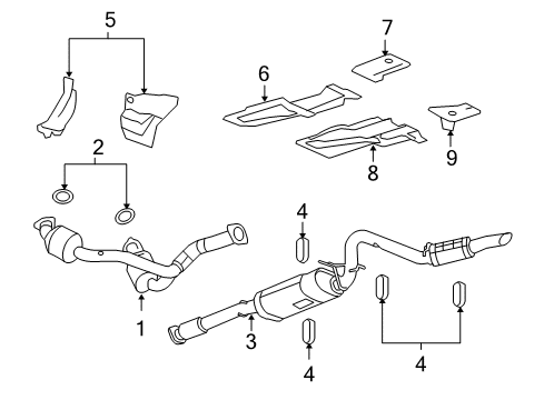 2013 GMC Yukon Exhaust Muffler Assembly (W/ Resonator, Exhaust & Tail Pipe Diagram for 22812178