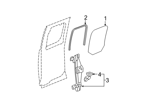 2008 Chevy Silverado 3500 HD Weatherstrip Assembly, Rear Side Door Window Diagram for 22840259