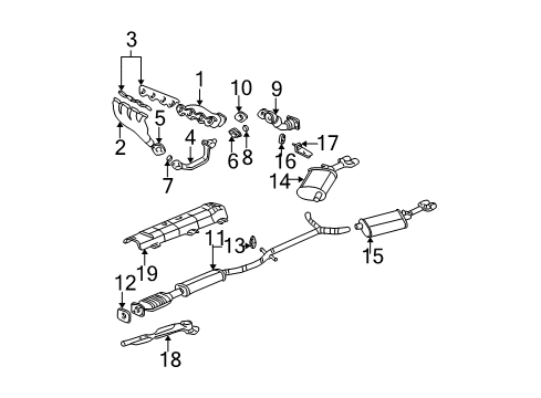 2000 Cadillac DeVille Manifold Assembly, Exhaust Diagram for 12559225