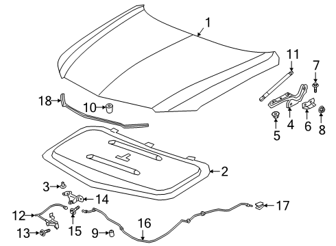 2021 Cadillac XT6 LATCH ASM-HOOD PRIM & SECD Diagram for 84855768