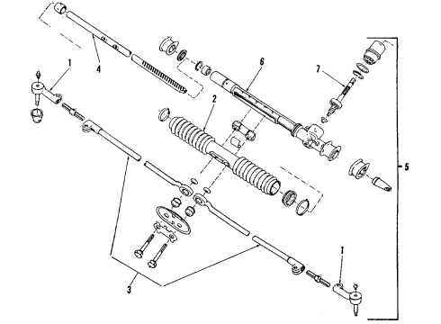 1986 Pontiac Sunbird P/S Pump & Hoses, Steering Gear & Linkage Diagram