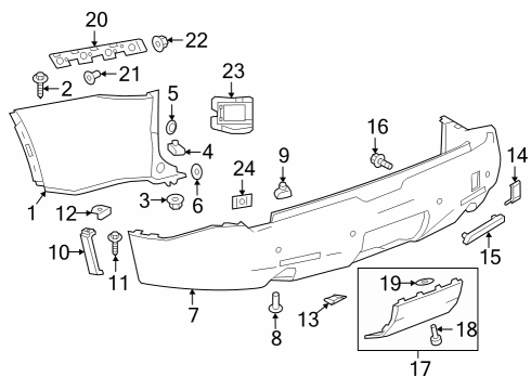 2022 Chevy Traverse FASCIA ASM-RR BPR UPR *PAINT TO MAT Diagram for 84897386