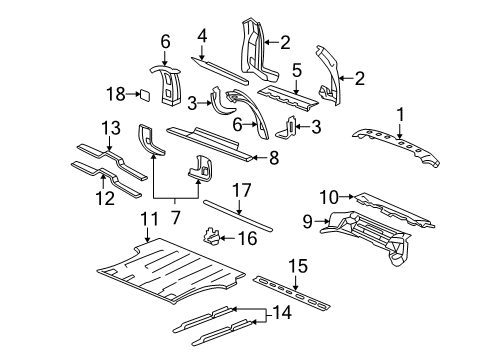 2004 Chevy Suburban 1500 Rear Body & Floor Diagram