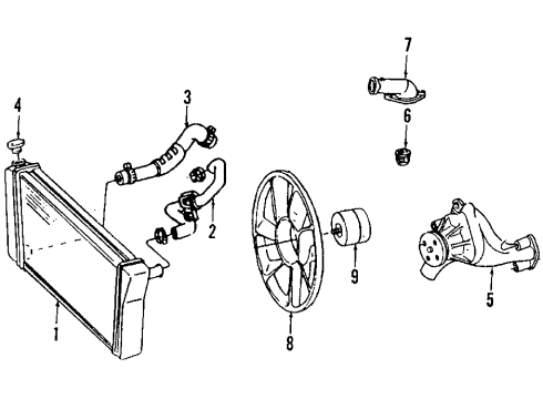 1991 Chevy Corvette Cooling System, Radiator, Water Pump, Cooling Fan Diagram 2 - Thumbnail