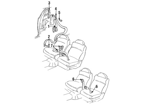 1999 Chevy Lumina Rear Seat Belt Kit Center Diagram for 12369759