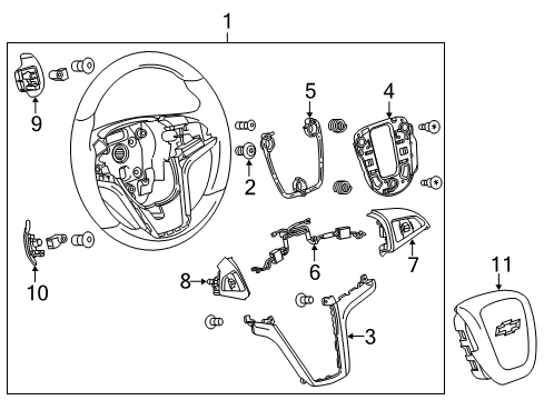 2014 Chevy Camaro Steering Wheel Assembly *Black W/Blue Diagram for 22888455