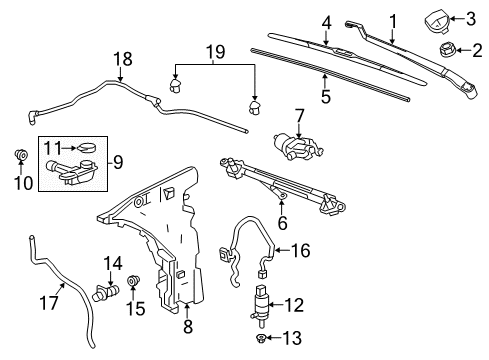 2018 Cadillac ATS Wiper & Washer Components Diagram 2 - Thumbnail