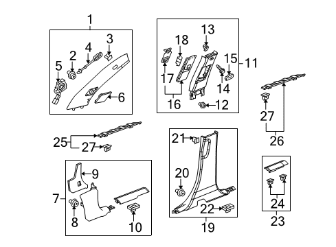 2012 Chevy Equinox Interior Trim - Pillars, Rocker & Floor Diagram