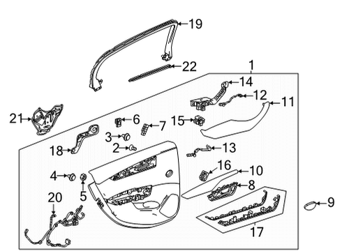 2021 Cadillac CT5 Interior Trim - Rear Door Diagram