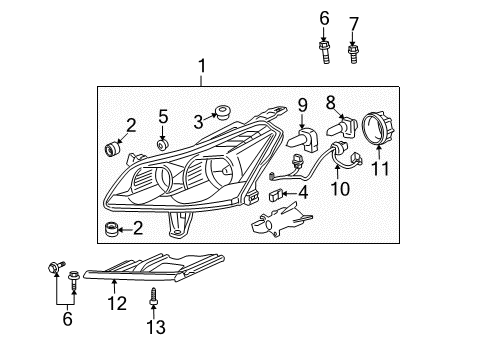 2009 Chevy Traverse Capsule/Headlamp/Fog Lamp Headlamp Diagram for 20794803