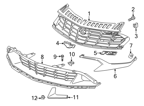 2020 Chevy Camaro Radiator Grille Emblem Assembly *Red Diagram for 92225496