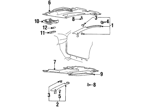 1996 Pontiac Firebird Panel Assembly, Headlining Trim Finish *Graphite Diagram for 10279501