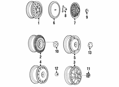 1988 Buick Riviera Wheels, Covers & Trim Diagram