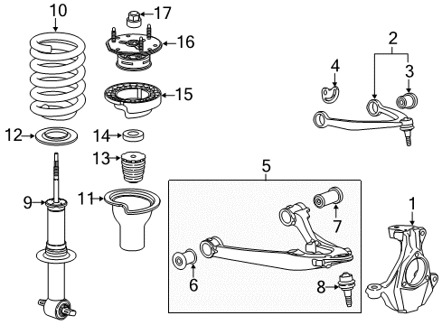 2020 Chevy Suburban Front Suspension, Control Arm Diagram 1 - Thumbnail