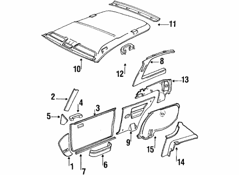 1991 Pontiac LeMans ARMREST, Front Door Armrest Diagram for 90327472