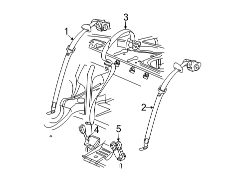 2006 Cadillac CTS Rear Seat Belts Diagram 2 - Thumbnail