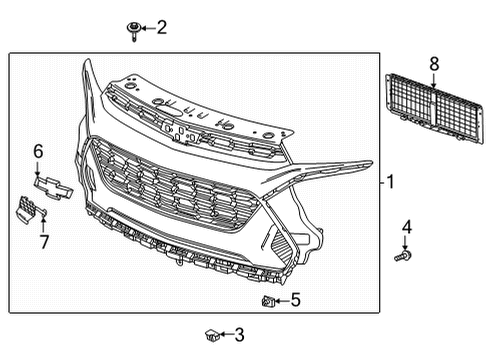 2022 Chevy Trailblazer Grille & Components Diagram 1 - Thumbnail