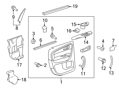 2009 Chevy Traverse Plate, Rear Side Door Armrest Switch Mount *Light Ttnum Diagram for 20817826