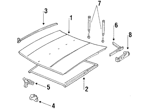 1986 Oldsmobile Delta 88 Hood & Components Diagram