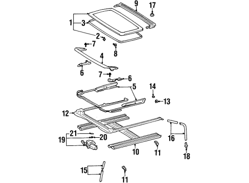 2000 Chevy Prizm Weatherstrip,Sun Roof Window Diagram for 94857424