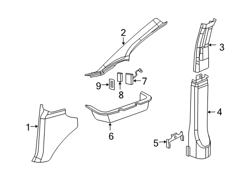 2024 GMC Savana 2500 Interior Trim - Pillars Diagram