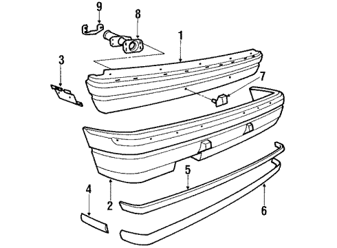 1987 Cadillac Allante Rear Bumper Cover (Prime) Diagram for 3543912