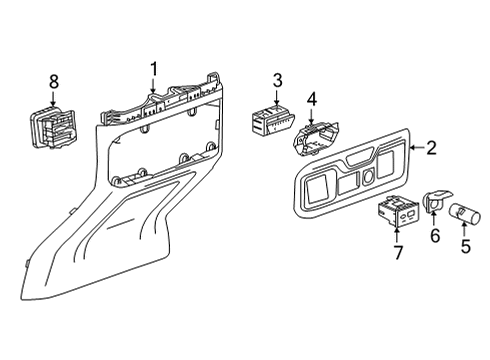 2021 Chevy Silverado 3500 HD Plate Assembly, F/Flr Rr Cnsl Tr *Black Diagram for 84505580