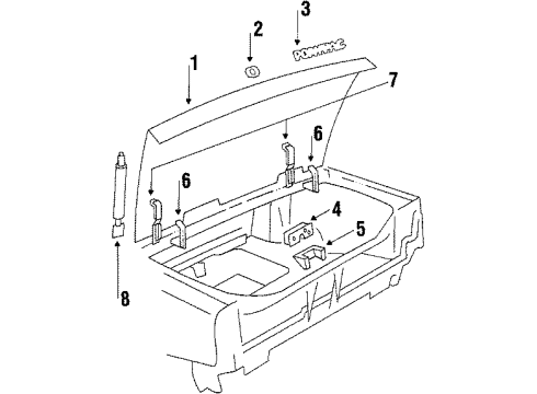 1984 Pontiac Phoenix Support,Rear Compartment Lid Strut Diagram for 20234501