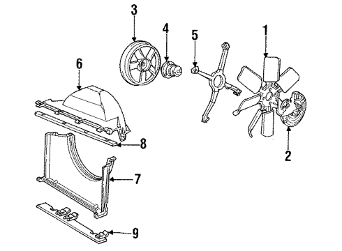 1993 Cadillac Fleetwood Bracket Kit,Engine Coolant Fan (Electric) Diagram for 22123144