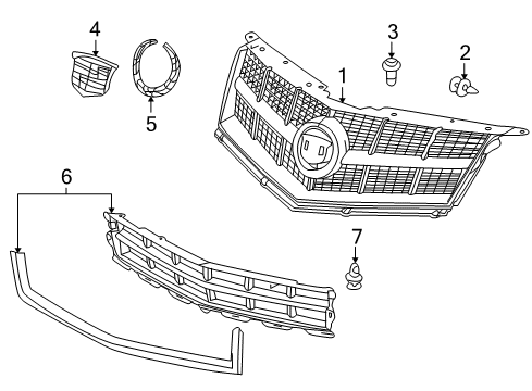 2010 Cadillac SRX Grille & Components Diagram