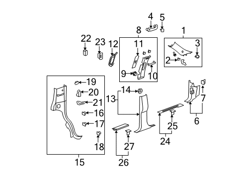 2009 Cadillac Escalade ESV Molding Assembly, Body Lock Pillar Garnish *Cashmere Diagram for 22871333