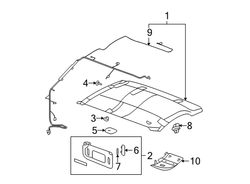 2007 Chevy Silverado 2500 HD Panel Asm,Headlining Trim *Gray *Gray Diagram for 19352332